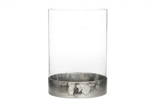 Ljuslykta - Glas - Silver - 16 x 22 cm - www.frokenfraken.se