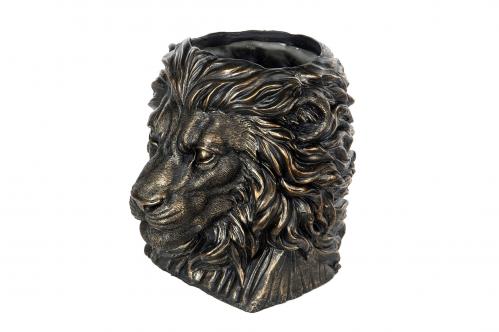 Kruka - Big Lion - Svart/Brun/Guld - 27 x 24 x 26 cm - www.frokenfraken.se