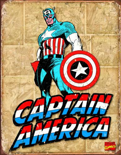 Captain America - Retro Metallskylt - 32x41 cm - www.frokenfraken.se