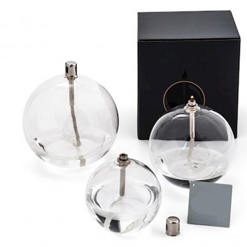 Oljelampa - Glas - Rund Boll - Silver - Ø9 cm - www.frokenfraken.se