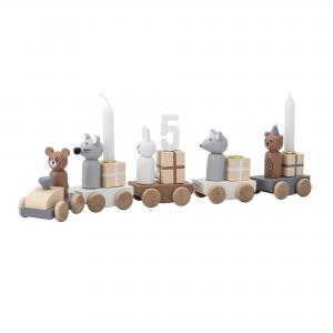 Ljusstake - Födelsedagståg - Brun - 38 cm - www.frokenfraken.se
