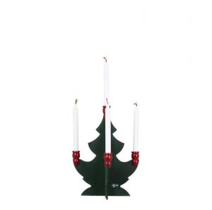Ljusstake - Gran i trä - Gammaldags Julpynt - 21 cm - www.frokenfraken.se
