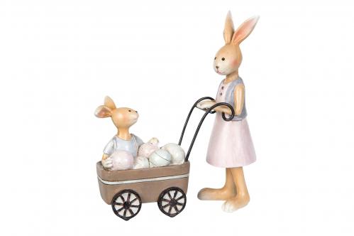 Kaninmamma med barnvagn - 15 cm - www.frokenfraken.se