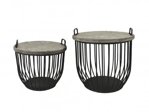 Soffbord - 2 set - Svart med trälock - 48 x Ø57 - www.frokenfraken.se