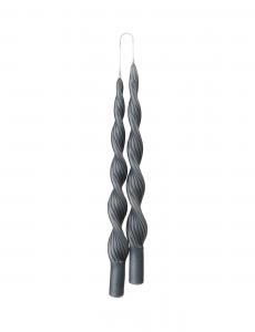 Spiralljus - Twisted candle 2-pack - Coal - 30 cm - www.frokenfraken.se