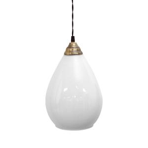 Taklampa - Vit/Antik mässing - Porslin - 28 x Ø18 cm - www.frokenfraken.se