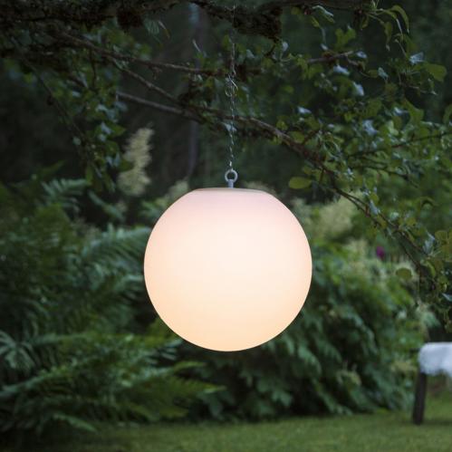 Solcellsdekoration - Utomhus - Vit stor boll/klot - Hängande - Ø30 cm - www.frokenfraken.se
