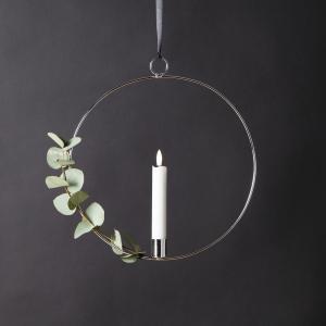 Hängande ljusring - Silver - Batteriljus flammande låga - 30 cm - www.frokenfraken.se