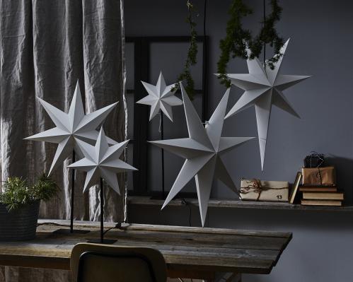 Julstjärna - Grå - inkl svart textilsladd - 100 cm - www.frokenfraken.se