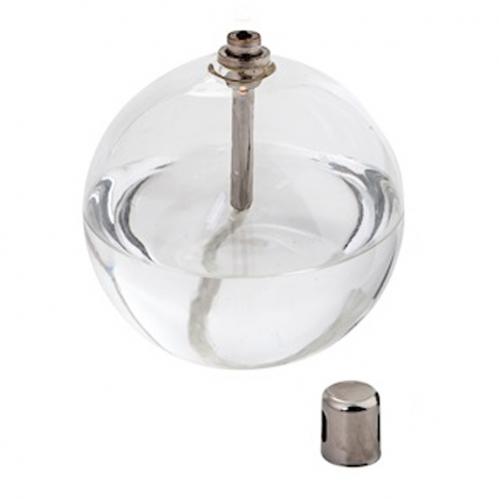 Oljelampa - Glas - Rund Boll - Silver - Ø9 cm - www.frokenfraken.se