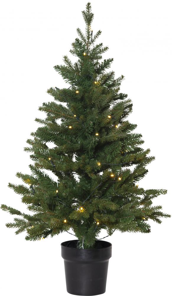 Julgran i rund kruka 90 cm Inomhus & Utomhusbruk Batteridriven
