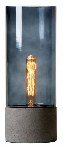 XXX_UTGTT_Bordslampa - Glas Cylinderformad - Blgr med betongfot - 42 cm - www.frokenfraken.se