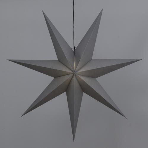 Julstjärna - Grå - inkl svart textilsladd - 100 cm - www.frokenfraken.se