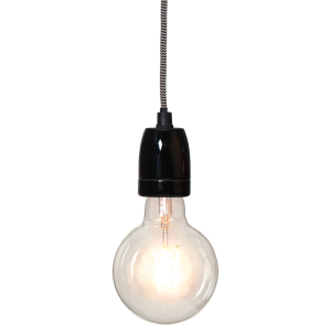 Lampsladd Porslin Svart - Symaskinssladd med strömbrytare - 5m - www.frokenfraken.se