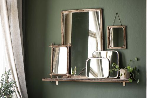 Spegel med Bambukant - 22 X 1,5 X 35,5 CM - www.frokenfraken.se
