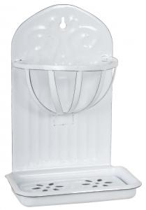 Tvålkopp med Korg till vägg emalje - 15 X 21,5 X 9 CM - www.frokenfraken.se
