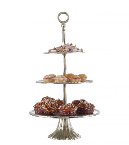 Vningsfat - Cake Stand Silver - 3 vningar - 65 cm - www.frokenfraken.se