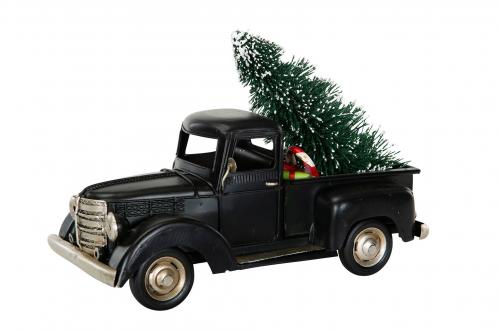 Juldekoration - Tomte i svart pickup - 26 cm - www.frokenfraken.se