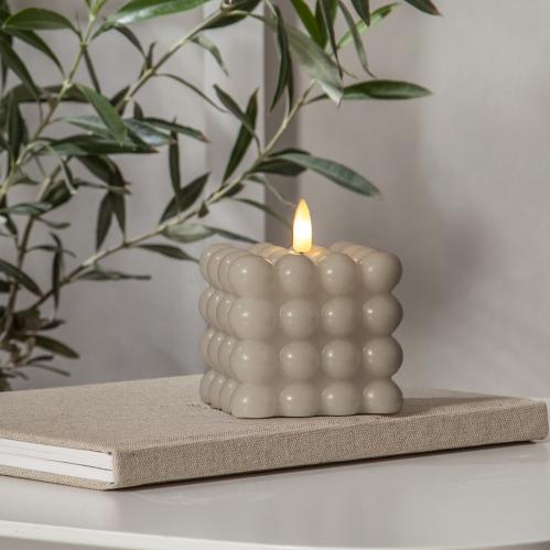 Blockljus - Flamme Dot - Beige - LED - 8,5 x 9,5 cm - www.frokenfraken.se