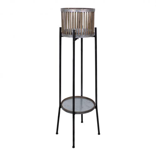 Korg på piedestal - Zink/Bambu 110 x Ø40 cm - www.frokenfraken.se