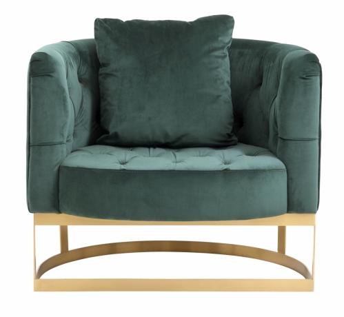 Lounge Chair Ftlj - Dark Green Velvet & Gold - www.frokenfraken.se