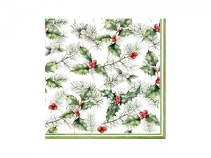 Servetter - Holly Mistletoe - 20-pack - 33 x 33 cm - www.frokenfraken.se