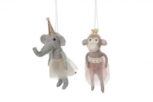 Ulldjur hngade - Apa och Elefant flicka - 2-pack - www.frokenfraken.se