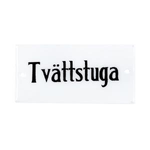 Emaljskylt - "Tvättstuga" - 4,5 x 9 cm - www.frokenfraken.se