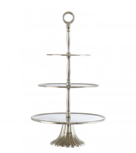 Vningsfat - Cake Stand Silver - 3 vningar - 65 cm - www.frokenfraken.se