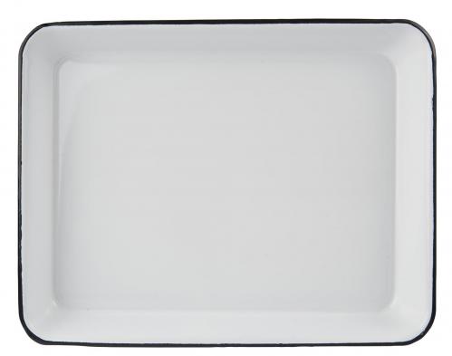 Uppläggningsfat - Emalj - Vit - 22 x 28,5 cm - www.frokenfraken.se