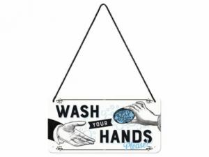 Plåtskylt - Wash Your Hands - 10 x 20 cm - www.frokenfraken.se