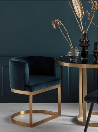 Lounge Dinner Chair - Dark Green Velvet & Gold - www.frokenfraken.se