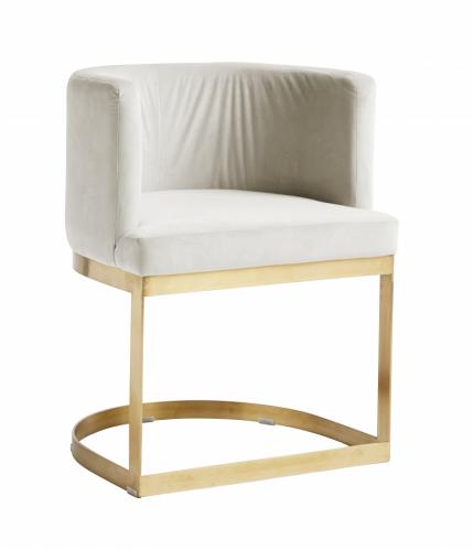 Lounge Dinner Chair - Cream White Velvet & Gold - www.frokenfraken.se