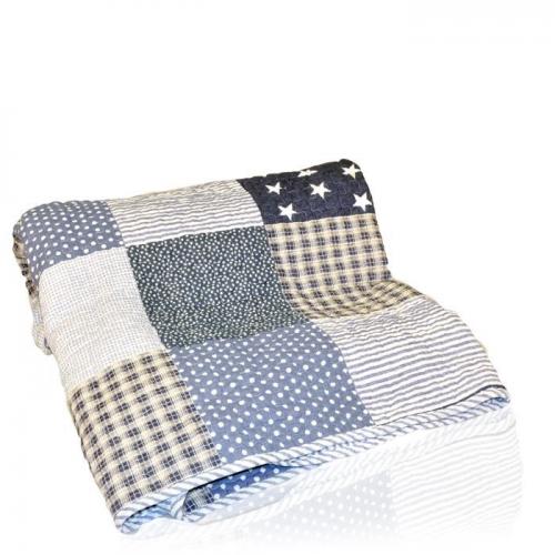 Ãverkast lapptäcke 180x260 blÃ¥tt med stjärnor & ränder frÃ¥n ...