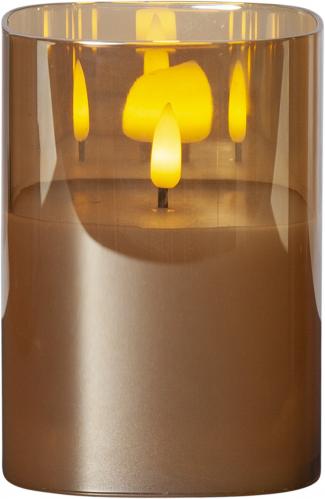 Batteriljus - Flamme - Glashållare - Amber - 9 x 12,5 cm - www.frokenfraken.se
