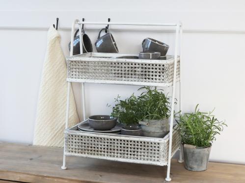 Hylla fr bnk eller bord - Antik Creme - 60 x 45 x 27 cm - www.frokenfraken.se