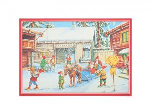 Julbonad - Tomtenissar i snön - 50 x 34 cm - www.frokenfraken.se