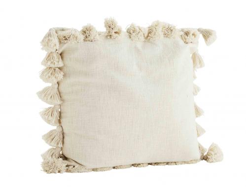 Kuddfodral - Boho med tofsar - Off White - 65 x 65 cm - www.frokenfraken.se