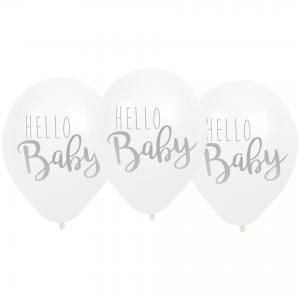 Ballonger - Hello Baby - Vit - 6 st - www.frokenfraken.se