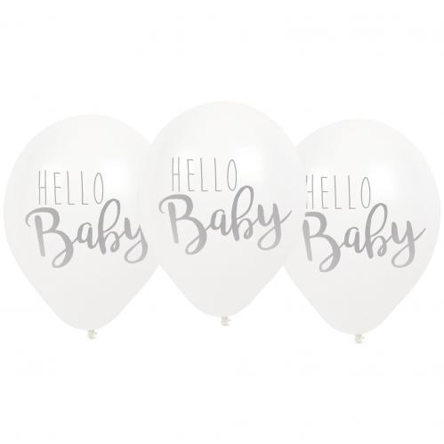 Ballonger - Hello Baby - Vit - 6 st - www.frokenfraken.se