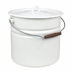 Hink med lock - Emalj - 12L - Offwhite - Ø28,5 x 27 cm - www.frokenfraken.se