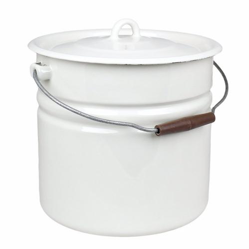 Hink med lock - Emalj - 12L - Offwhite - 28,5 x 27 cm - www.frokenfraken.se