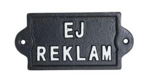 Skylt - Ej Reklam - 14 x 7 cm - www.frokenfraken.se