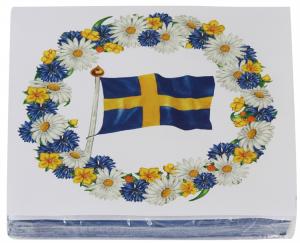 Servett - Blomkrans och flagga - 20-pack - www.frokenfraken.se