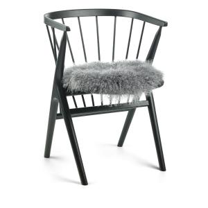 Fårskinn/Stolsdyna - Tibetan Steel Grey - Långhårigt lockigt - Ø 38 - www.frokenfraken.se