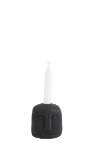 Ljusstake - Ansikte - Svart - För kronljus - 9 x 11 cm - www.frokenfraken.se