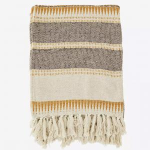 Pläd - Återvunnet bomull - Honung - 125 x 150 cm - www.frokenfraken.se