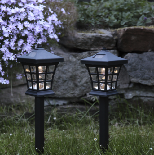 Lykta på pinne - Solcells-pollare - 2 pack - 44 cm - www.frokenfraken.se