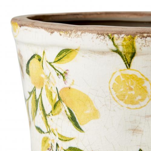 Kruka M - Citroner - Vit/grn/gul - 20 x 11 cm - www.frokenfraken.se