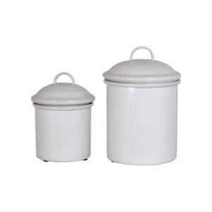 Plåtburk Ingrid Antik Vit S/2 - Ø 10 x H 15 cm | Ø 8 x H 11 cm - www.frokenfraken.se
